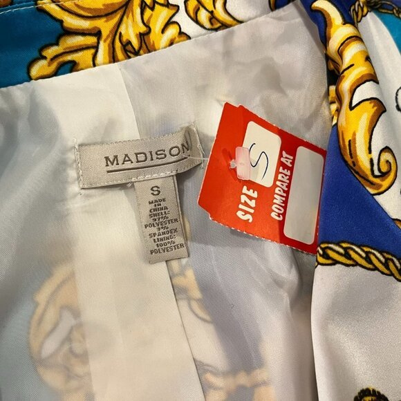 MADISON Women's Blue/Gold Satin Printed Blazer - Size Small - NWT. - Picture 4 of 4